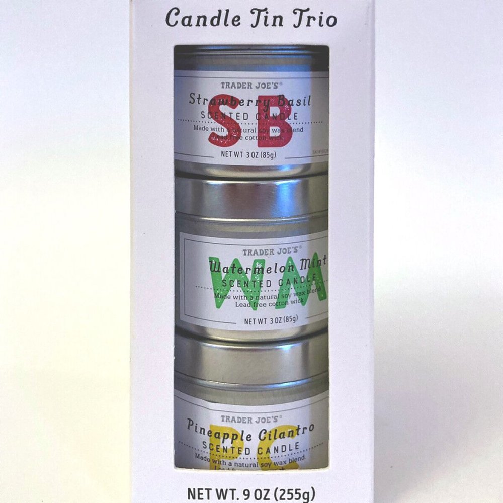 Trader Joes Scented Candle Trio NIB Strawberry, Watermelon, Pineapple Ltd Editio